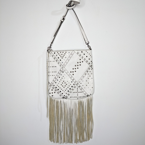 Rebecca Minkoff Handbags - NWOT Rebecca Minkoff Jemma white & silver leather tassel crossbody pouch bag